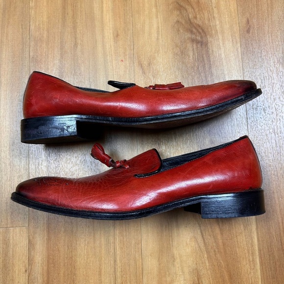 Vero Cuoio Made in Italy Men’s Burgundy Leather Tassel Loafers Size 40 - Picture 3 of 8